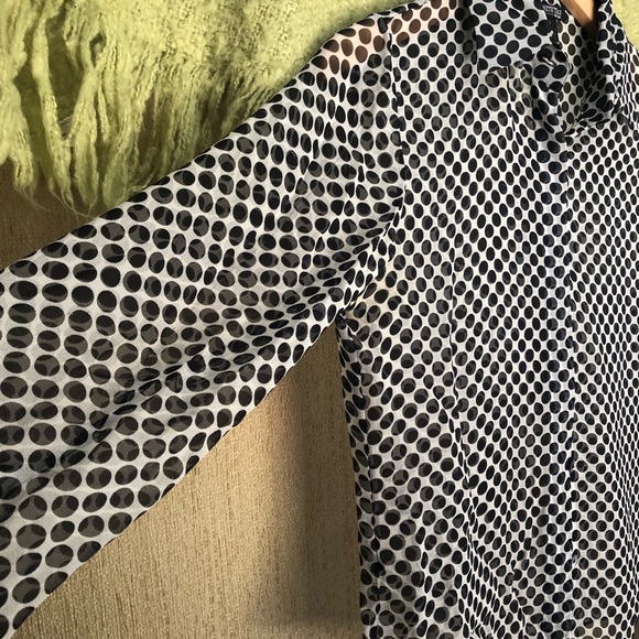 Kenneth Cole black sheer polka dot blouse size 6 - Picture 3 of 7